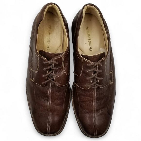 Johnston & Murphy Men's Brown Leather Lace Up Shuler Bicycle Oxfords Shoes - 13 - Picture 4 of 8